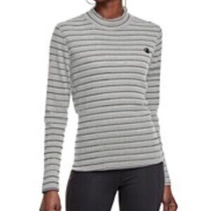 Sporty Champion Campus Mock-Neck T-Shirt, Grey w/Black Stripes - Size XL -  NEW!